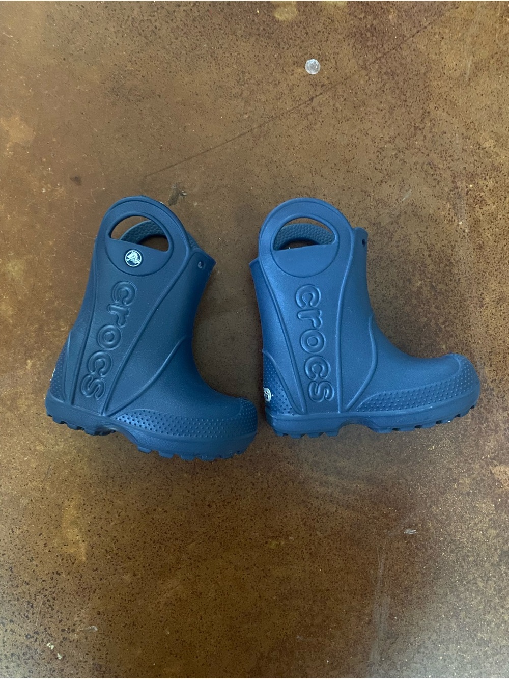 CROCS Kids Navy Blue Rain Boots with Handles